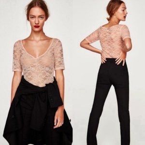 Lace Bodysuit Pink Size S
